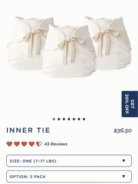 Esembly Inner Tie Cloth Diaper - Cream White - 6 Pack - Size 1